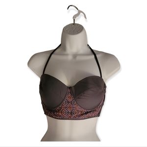 ⚠️3/$15 Candie's Bikini Bandeau Top Gray Removable Strap Sz MEDIUM